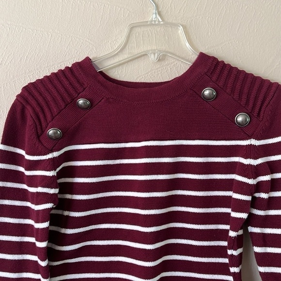 Patty Boutik Sweater Stripe Button Detail Size XL Long Sleeves Ribbed Shoulder - Picture 2 of 16